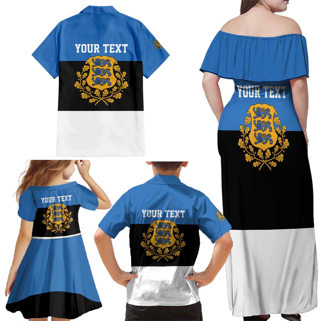 Personalized Estonia Flag Day 4 June Family Matching Off Shoulder Maxi Dress and Hawaiian Shirt Elagu Esti!