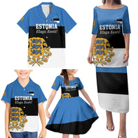 Personalized Estonia Flag Day 4 June Family Matching Puletasi and Hawaiian Shirt Elagu Esti!