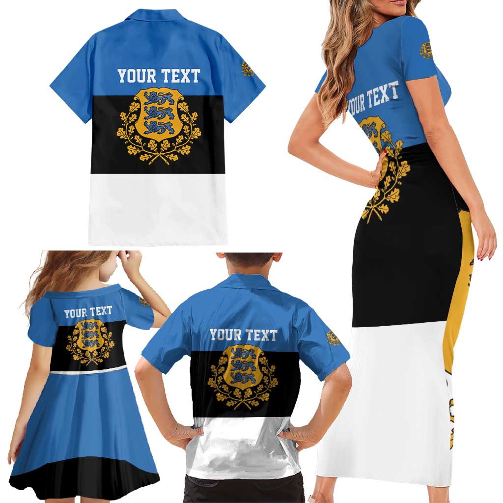 Personalized Estonia Flag Day 4 June Family Matching Short Sleeve Bodycon Dress and Hawaiian Shirt Elagu Esti!