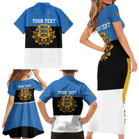 Personalized Estonia Flag Day 4 June Family Matching Short Sleeve Bodycon Dress and Hawaiian Shirt Elagu Esti!