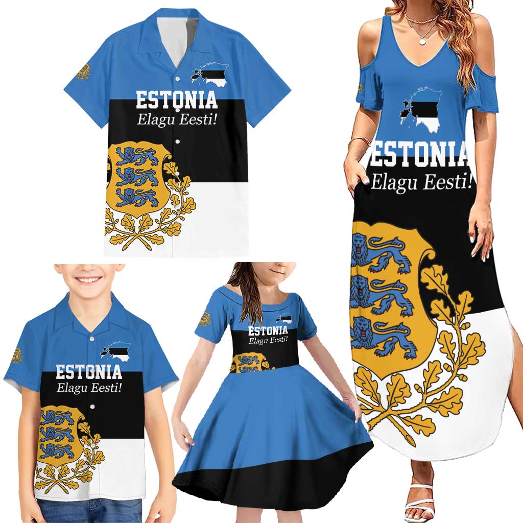 Personalized Estonia Flag Day 4 June Family Matching Summer Maxi Dress and Hawaiian Shirt Elagu Esti!