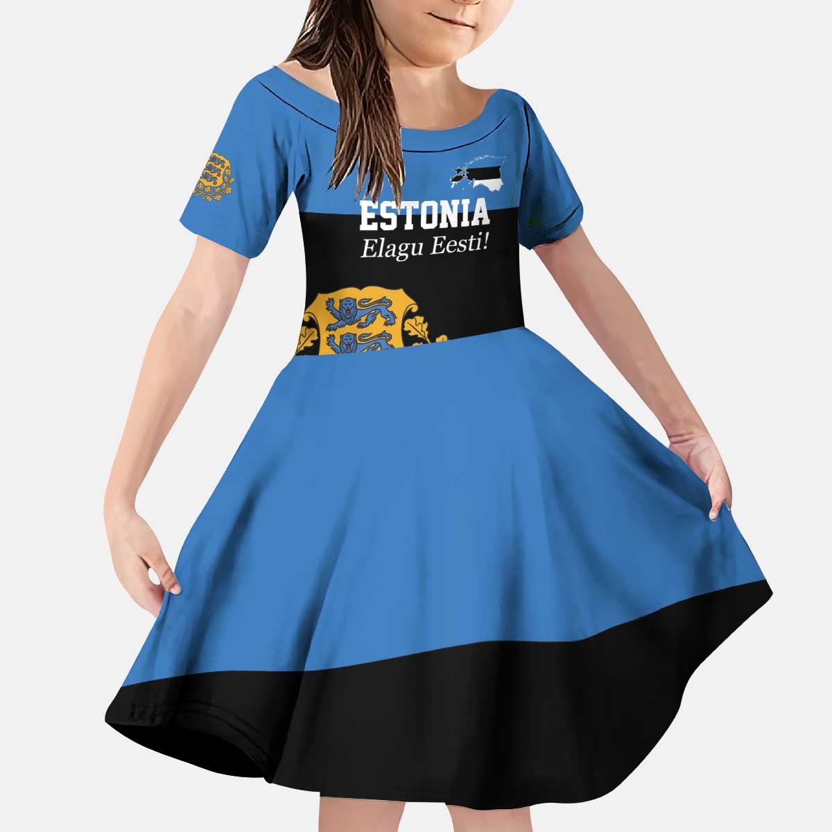Personalized Estonia Flag Day 4 June Kid Short Sleeve Dress Elagu Esti!