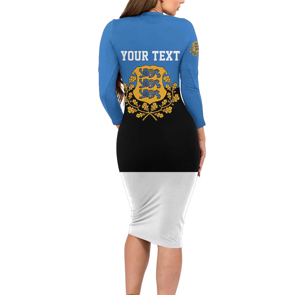 Personalized Estonia Flag Day 4 June Long Sleeve Bodycon Dress Elagu Esti!