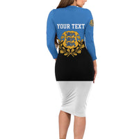 Personalized Estonia Flag Day 4 June Long Sleeve Bodycon Dress Elagu Esti!