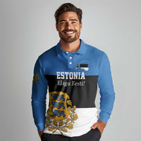Personalized Estonia Flag Day 4 June Long Sleeve Polo Shirt Elagu Esti!