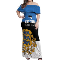 Personalized Estonia Flag Day 4 June Off Shoulder Maxi Dress Elagu Esti!