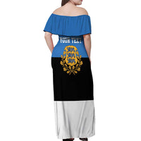 Personalized Estonia Flag Day 4 June Off Shoulder Maxi Dress Elagu Esti!