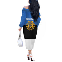 Personalized Estonia Flag Day 4 June Off The Shoulder Long Sleeve Dress Elagu Esti!