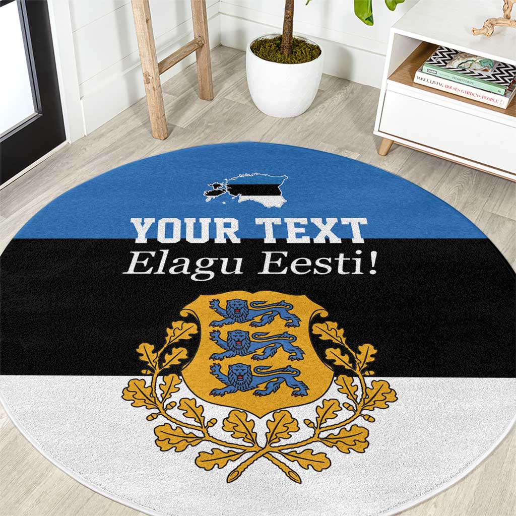 Personalized Estonia Flag Day 4 June Round Carpet Elagu Esti!