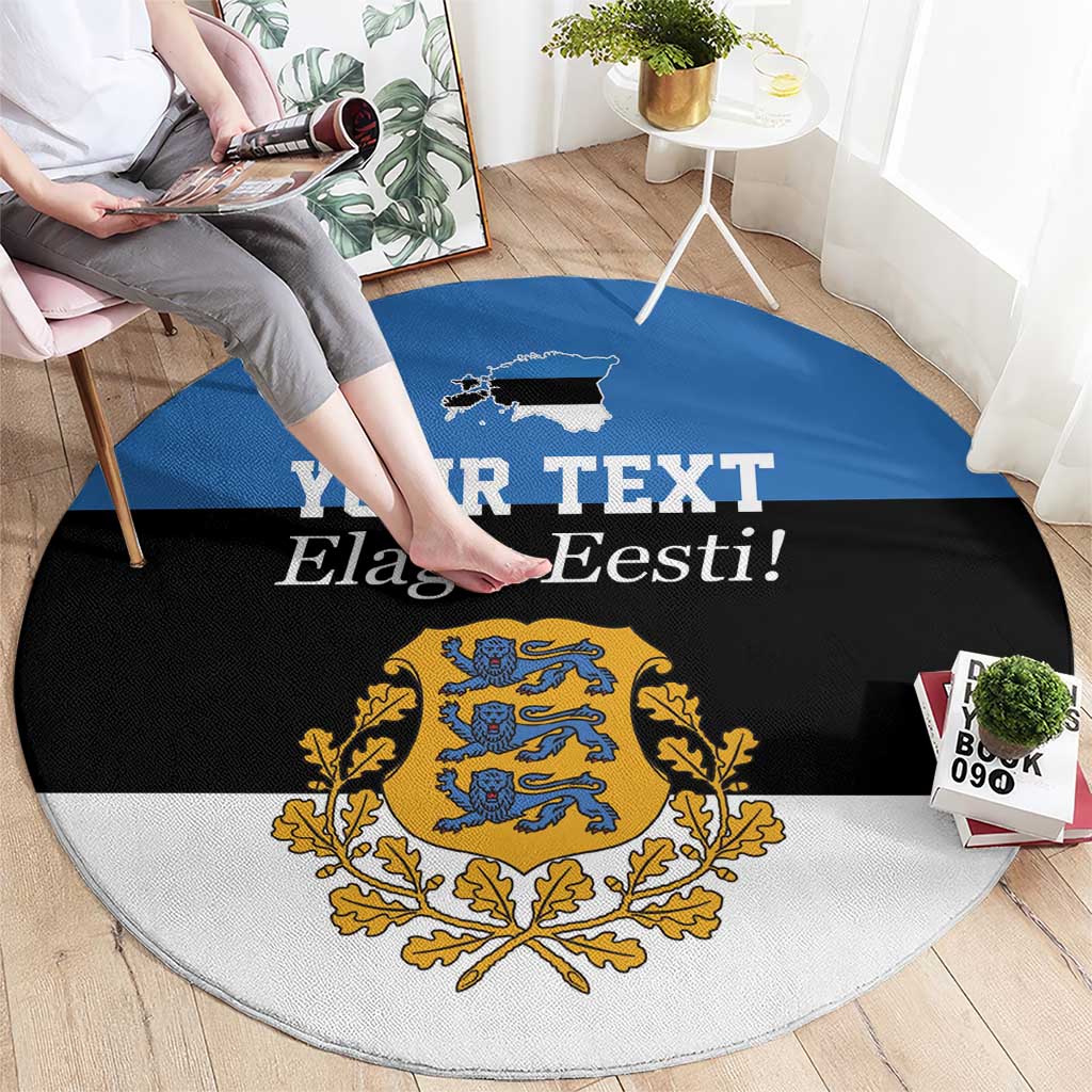 Personalized Estonia Flag Day 4 June Round Carpet Elagu Esti!