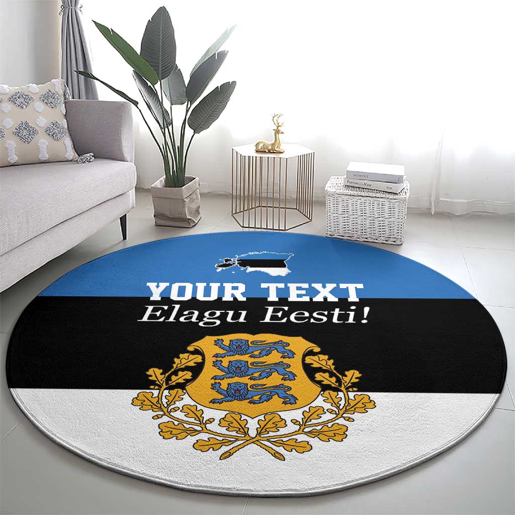 Personalized Estonia Flag Day 4 June Round Carpet Elagu Esti!