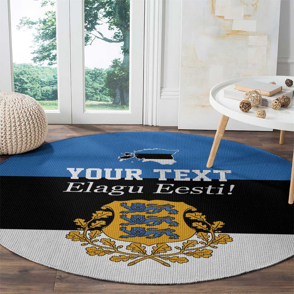 Personalized Estonia Flag Day 4 June Round Carpet Elagu Esti!
