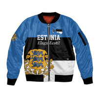 Personalized Estonia Flag Day 4 June Sleeve Zip Bomber Jacket Elagu Esti!