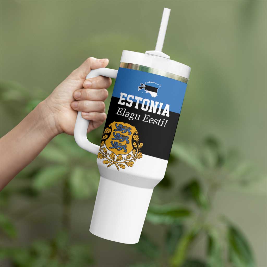 Personalized Estonia Flag Day 4 June Tumbler With Handle Elagu Esti!