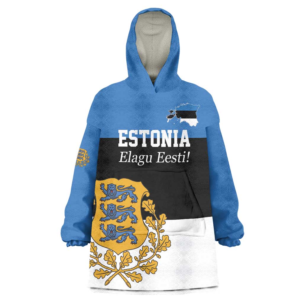 Personalized Estonia Flag Day 4 June Wearable Blanket Hoodie Elagu Esti!