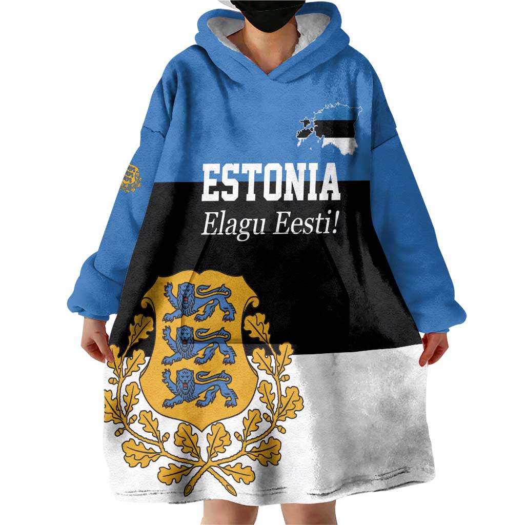Personalized Estonia Flag Day 4 June Wearable Blanket Hoodie Elagu Esti!