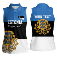 Personalized Estonia Flag Day 4 June Women Sleeveless Polo Shirt Elagu Esti!