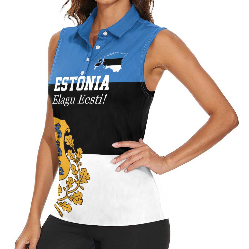 Personalized Estonia Flag Day 4 June Women Sleeveless Polo Shirt Elagu Esti!