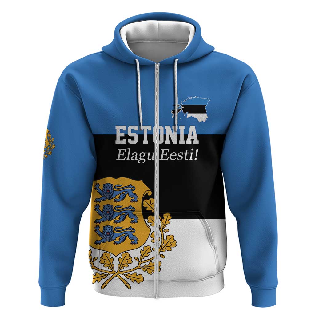 Personalized Estonia Flag Day 4 June Zip Hoodie Elagu Esti!