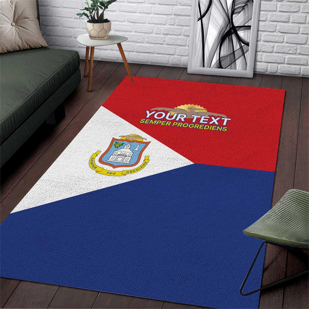 Personalized Sint Maarten Flag day Area Rug Semper progrediens Flag Style