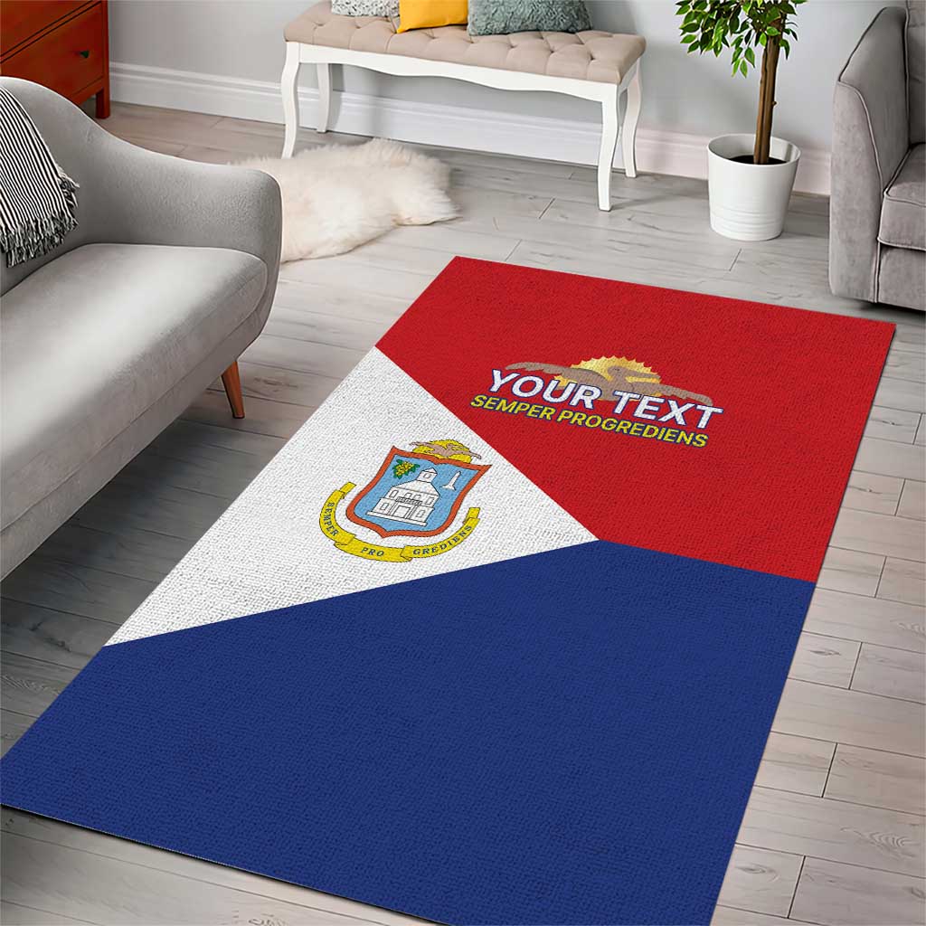 Personalized Sint Maarten Flag day Area Rug Semper progrediens Flag Style