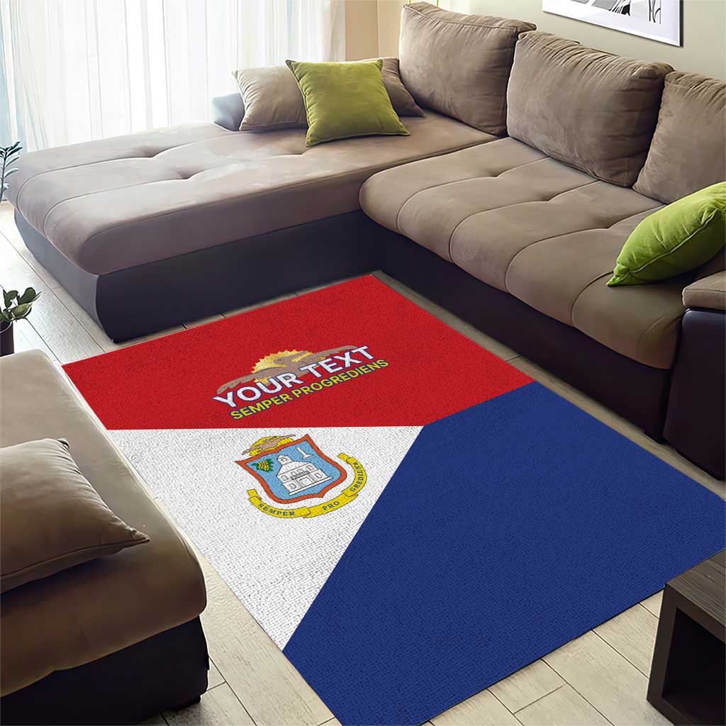 Personalized Sint Maarten Flag day Area Rug Semper progrediens Flag Style
