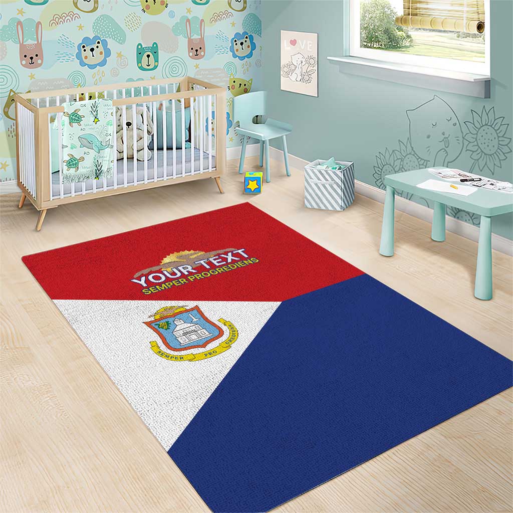 Personalized Sint Maarten Flag day Area Rug Semper progrediens Flag Style