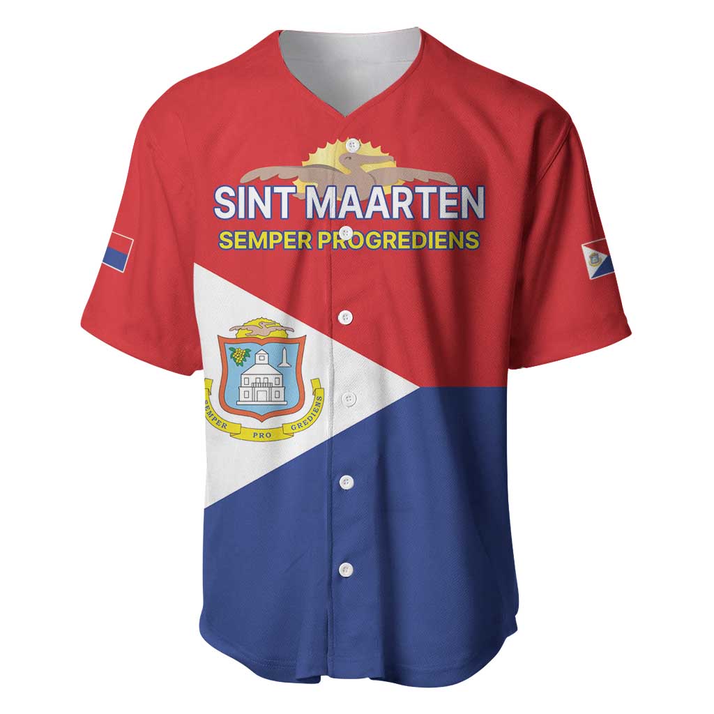 Personalized Sint Maarten Flag day Baseball Jersey Semper progrediens Flag Style