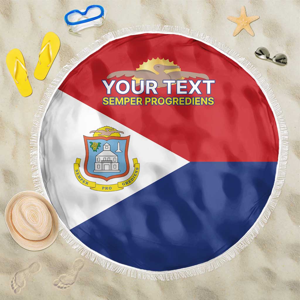 Personalized Sint Maarten Flag day Beach Blanket Semper progrediens Flag Style