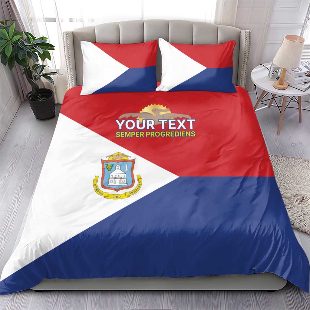 Personalized Sint Maarten Flag day Bedding Set Semper progrediens Flag Style