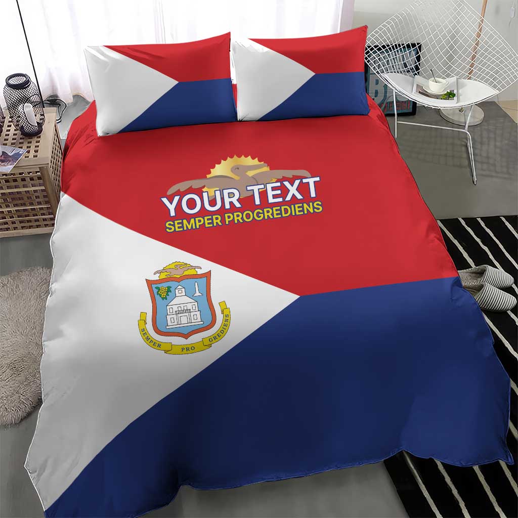 Personalized Sint Maarten Flag day Bedding Set Semper progrediens Flag Style