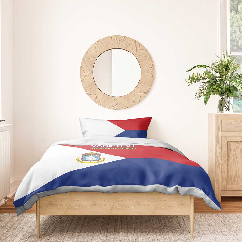 Personalized Sint Maarten Flag day Bedding Set Semper progrediens Flag Style