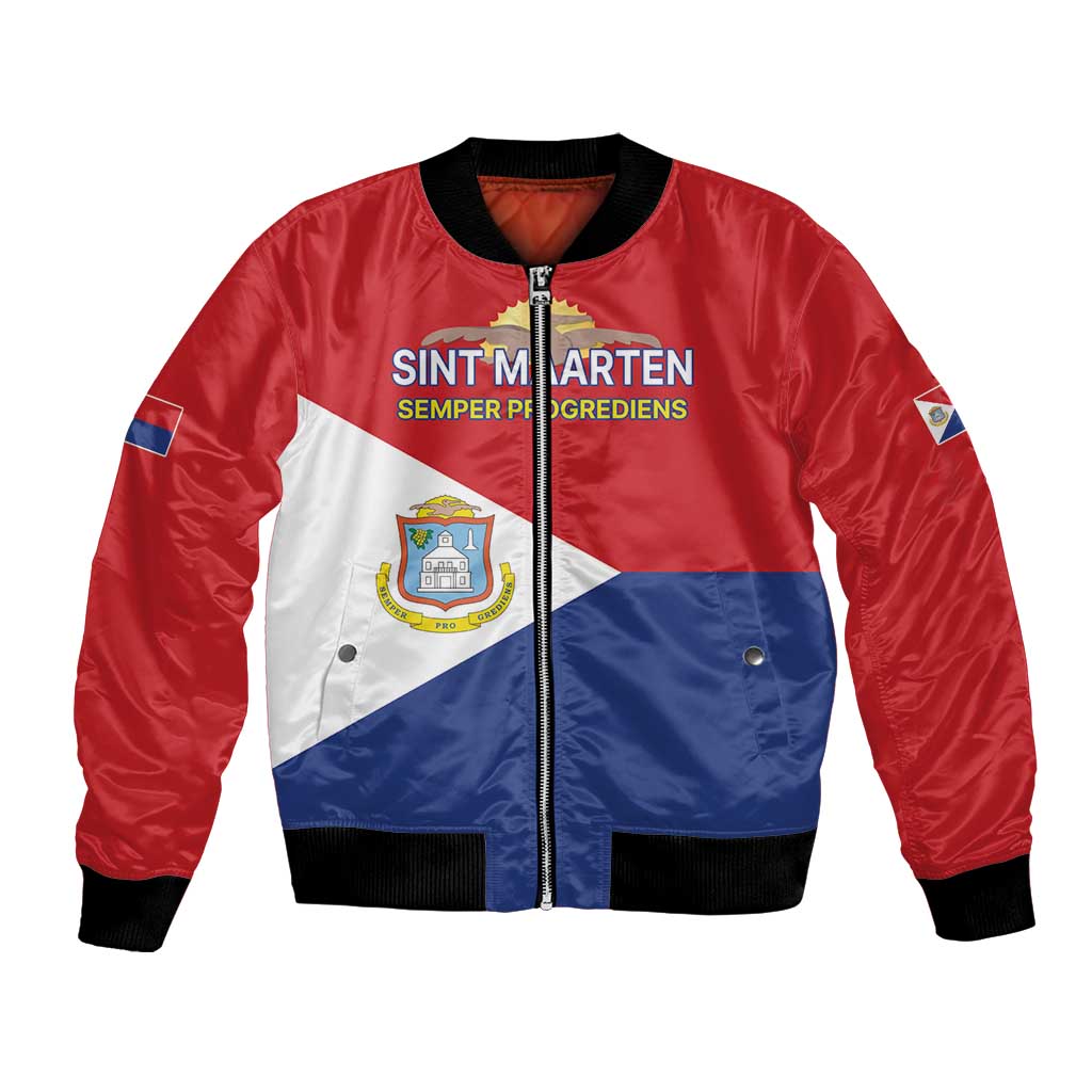 Personalized Sint Maarten Flag day Bomber Jacket Semper progrediens Flag Style