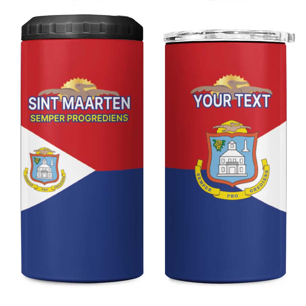 Personalized Sint Maarten Flag day 4 in 1 Can Cooler Tumbler Semper progrediens Flag Style