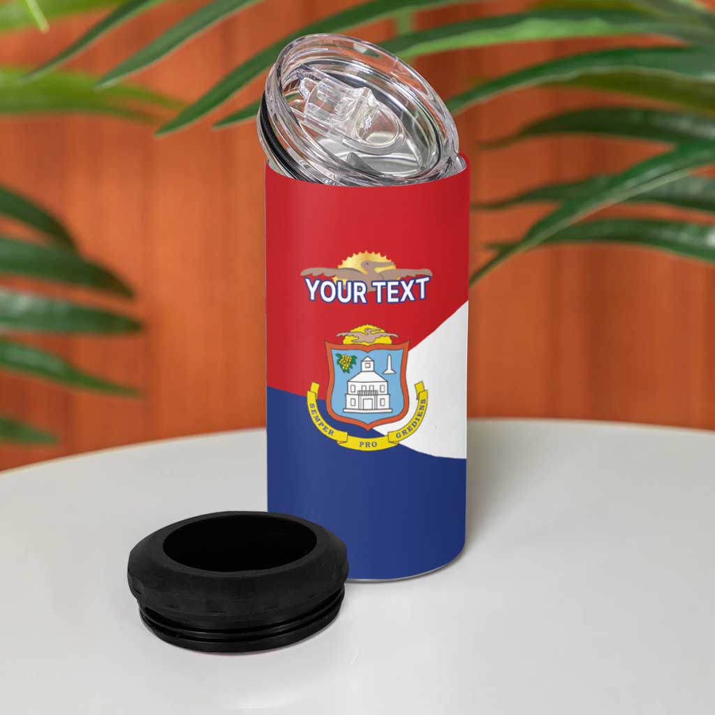 Personalized Sint Maarten Flag day 4 in 1 Can Cooler Tumbler Semper progrediens Flag Style