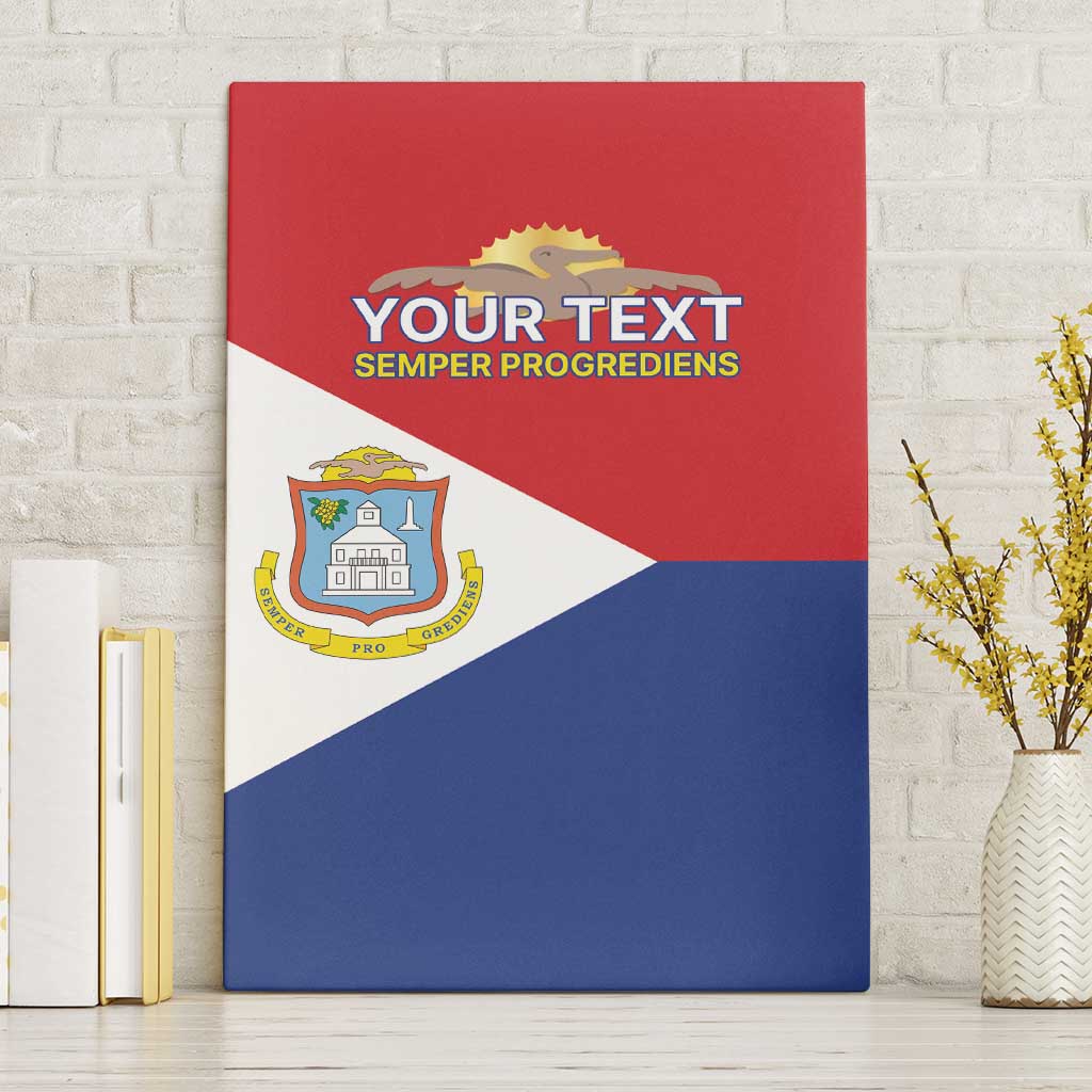 Personalized Sint Maarten Flag day Canvas Wall Art Semper progrediens Flag Style