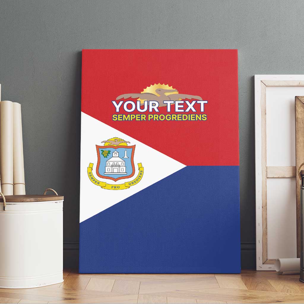 Personalized Sint Maarten Flag day Canvas Wall Art Semper progrediens Flag Style