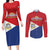 Personalized Sint Maarten Flag day Couples Matching Long Sleeve Bodycon Dress and Long Sleeve Button Shirt Semper progrediens Flag Style