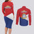 Personalized Sint Maarten Flag day Couples Matching Long Sleeve Bodycon Dress and Long Sleeve Button Shirt Semper progrediens Flag Style
