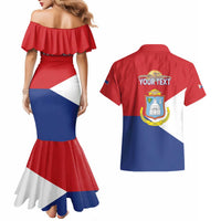 Personalized Sint Maarten Flag day Couples Matching Mermaid Dress and Hawaiian Shirt Semper progrediens Flag Style