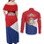 Personalized Sint Maarten Flag day Couples Matching Off Shoulder Maxi Dress and Long Sleeve Button Shirt Semper progrediens Flag Style