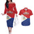 Personalized Sint Maarten Flag day Couples Matching Off The Shoulder Long Sleeve Dress and Hawaiian Shirt Semper progrediens Flag Style