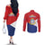Personalized Sint Maarten Flag day Couples Matching Off The Shoulder Long Sleeve Dress and Long Sleeve Button Shirt Semper progrediens Flag Style