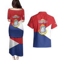 Personalized Sint Maarten Flag day Couples Matching Puletasi and Hawaiian Shirt Semper progrediens Flag Style