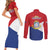 Personalized Sint Maarten Flag day Couples Matching Short Sleeve Bodycon Dress and Long Sleeve Button Shirt Semper progrediens Flag Style