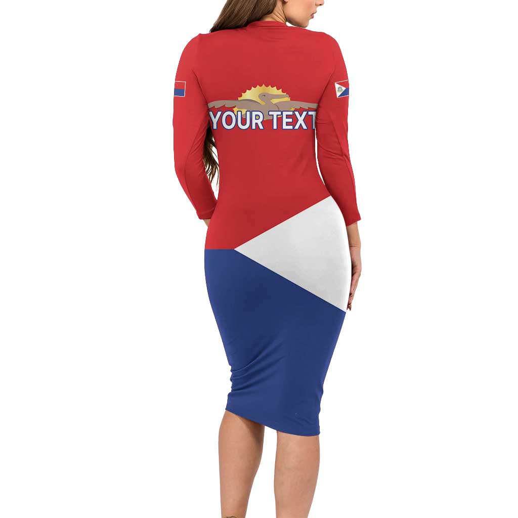 Personalized Sint Maarten Flag day Family Matching Long Sleeve Bodycon Dress and Hawaiian Shirt Semper progrediens Flag Style