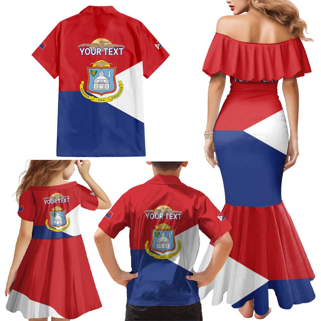 Personalized Sint Maarten Flag day Family Matching Mermaid Dress and Hawaiian Shirt Semper progrediens Flag Style