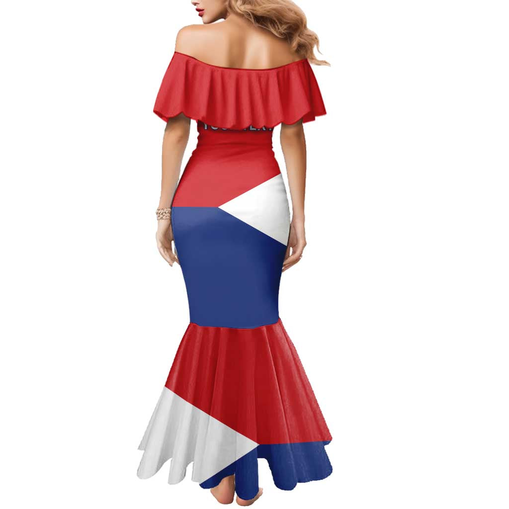 Personalized Sint Maarten Flag day Family Matching Mermaid Dress and Hawaiian Shirt Semper progrediens Flag Style