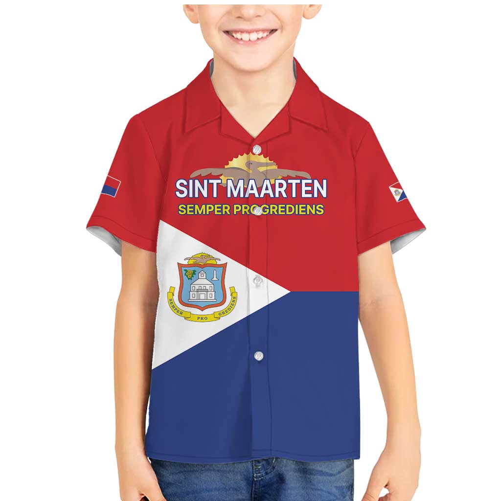 Personalized Sint Maarten Flag day Family Matching Mermaid Dress and Hawaiian Shirt Semper progrediens Flag Style