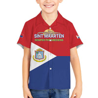 Personalized Sint Maarten Flag day Family Matching Off The Shoulder Long Sleeve Dress and Hawaiian Shirt Semper progrediens Flag Style